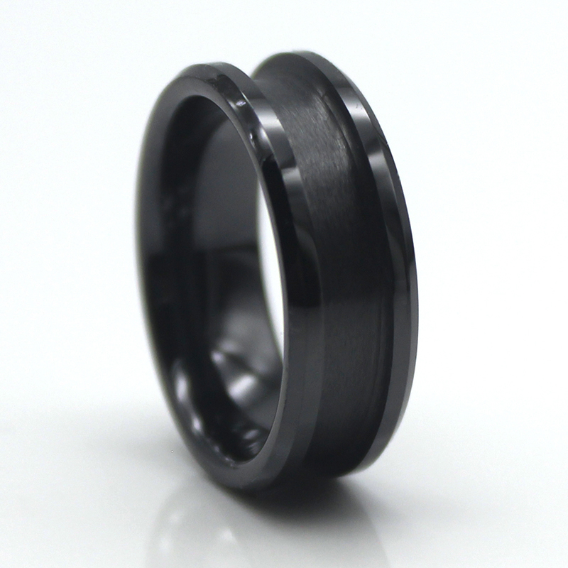 8mm Black Ceramic Ring Blank for inlay