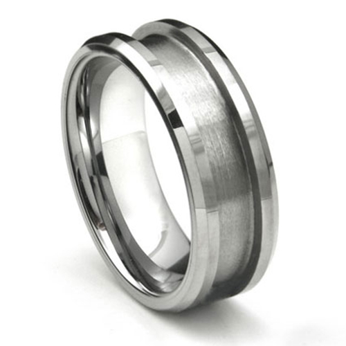 8mm Beveled Edges Tungsten Band Rings Blank for inlay