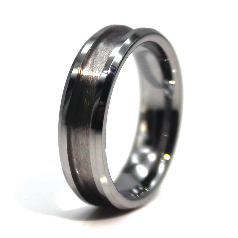 customized titanium ring core black silver for men-3