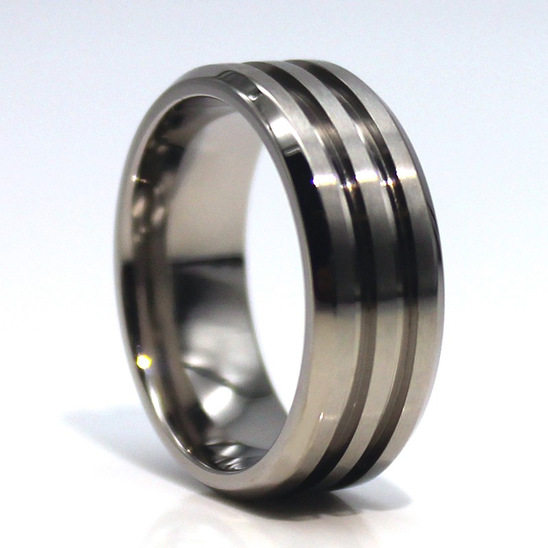 JaneE two tones mens black tungsten wedding bands engraved for wedding-4