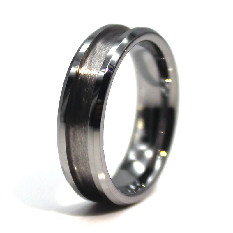 JaneE two tones mens black tungsten wedding bands engraved for wedding-3