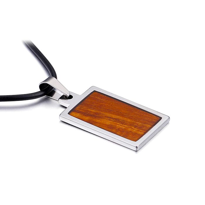 KOA wood inlay 316l Stainless Steel Necklace Pendants for men