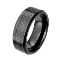 Mens Black Zirconium Wedding Rings Carbon Fiber inlay