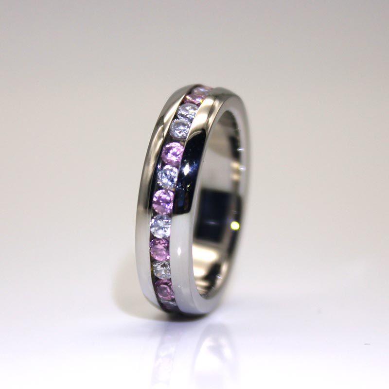 Channel Setting Stainless Steel Cz Rings 316l Stainless steel band ring for men and women