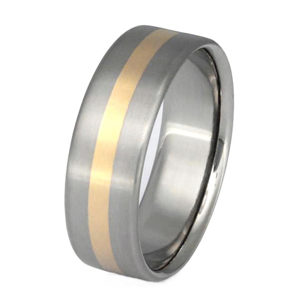14K Yellow Gold inlay Titanium Engagement Rings