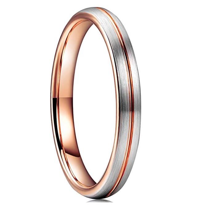 traditional tungsten wedding band meteorite matt for gift-2