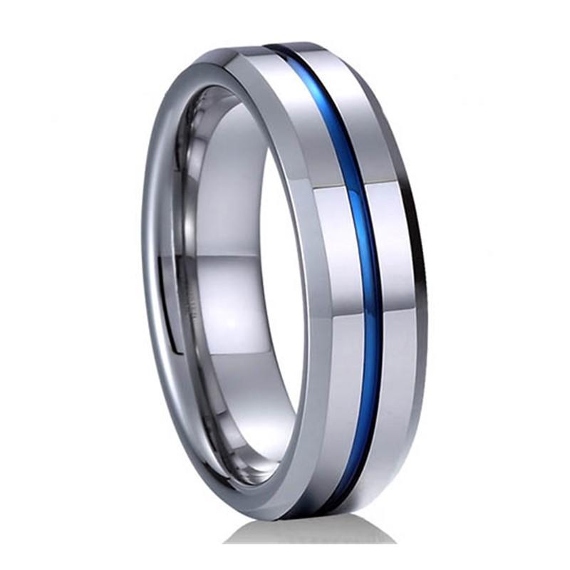 JaneE two tones mens blue tungsten wedding bands matt for gift-2