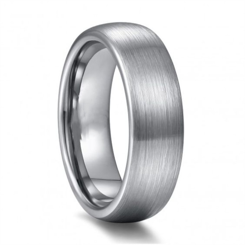 Domed Brushed Round Engraved Tungsten Rings Wedding 4mm-12mm
