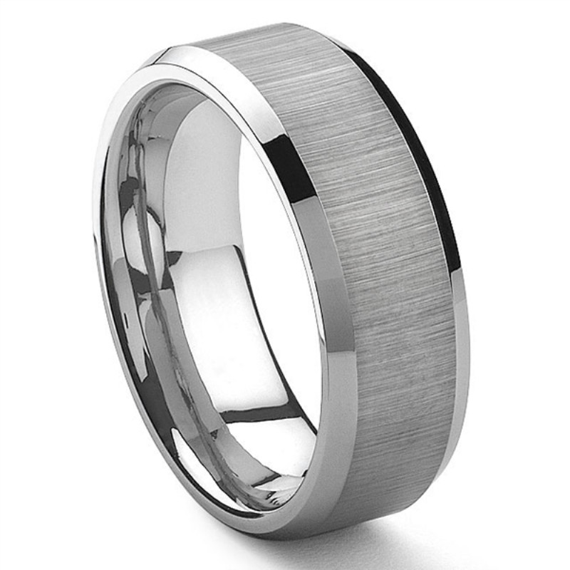 Wedding Band Unique Brushed Tungsten Carbide Ring 8mm