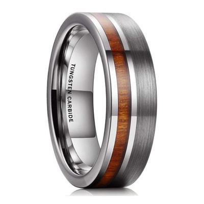 Koa Wood Tungsten Carbide Ring 8mm for Men