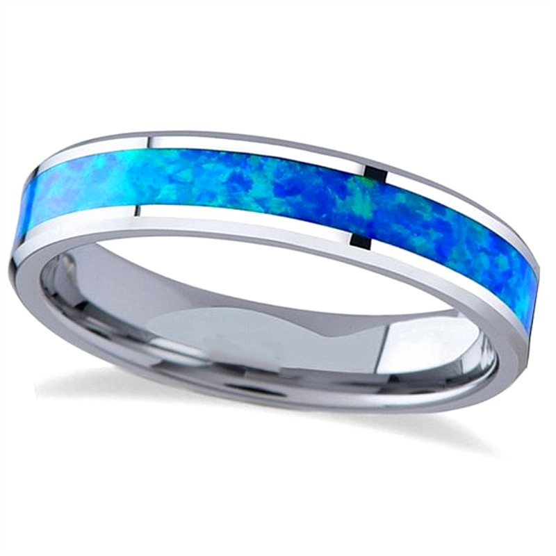JaneE red opal blue tungsten ring exquisite for wedding-5