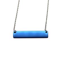 Fashion Stainless Steel Necklace For Men Women Blue Plain Bar Necklace