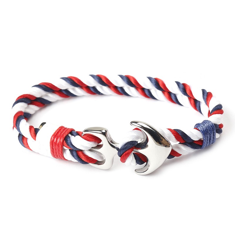 Custom Stainless Steel Rope Bracelet For Men Anchor Clasp