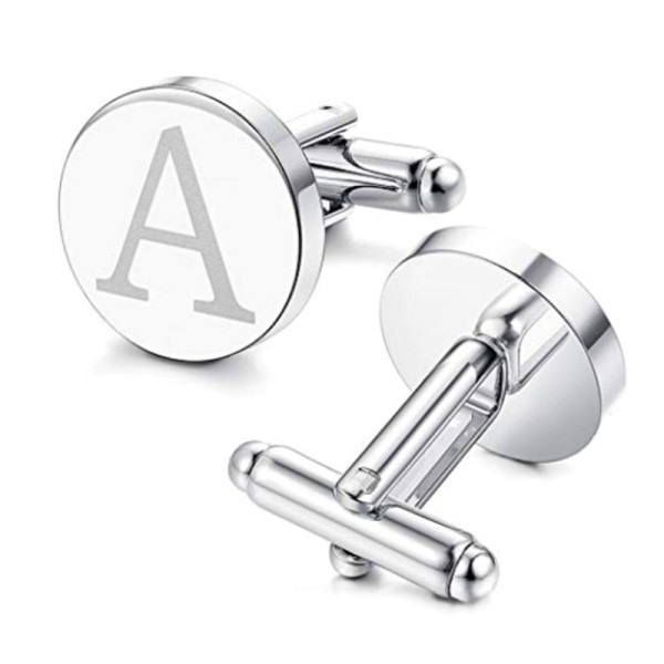 Personalised Cufflinks Stainless Steel Engrave Logo Name Round for Men