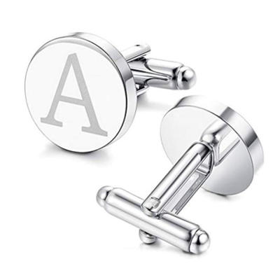 Personalised Cufflinks Stainless Steel Engrave Logo Name Round for Men