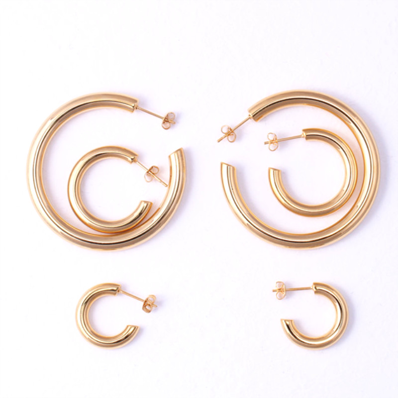 Women 316L Stainless Steel Jewelry Cuff Big hypoallergenic Hoop Earrings