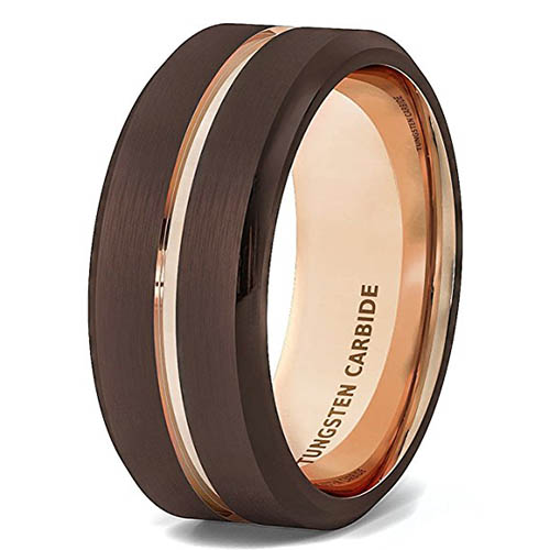 Rose Gold and Brown Colors Tungsten Rings Special for Men