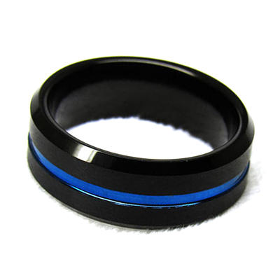 Blue Groove Fashion Ring for Men Tungsten Carbide