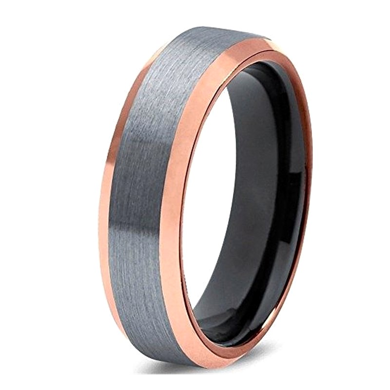 6mm Rose Gold Wedding Ring Tungsten Carbide Men Band