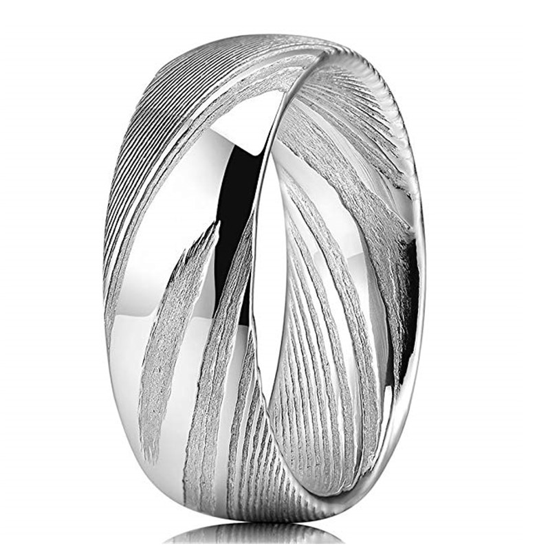 Hot Sale Authentic Etched Damascus Steel Men's Wedding Band 8mm