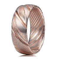 Cheap 8mm Rose Gold Etched Damascus Steel Wedding Rings for Women