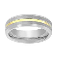 Gold Line Tungsten Carbide Ring Polished Beveled Edge
