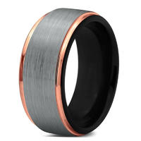 Tungsten Ring Cost 9mm Black and Rose Gold Wedding Band for Men