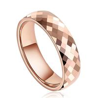 Faceted Tungsten Wedding Bands for Women Rose Gold