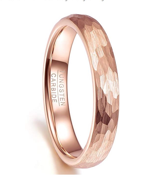 Hammered Rose Gold Tungsten Wedding Band Ring for Women 2mm 4mm 8mm
