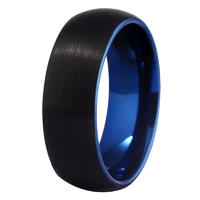 Two Tone Mens Tungsten Band Black and Blue Color
