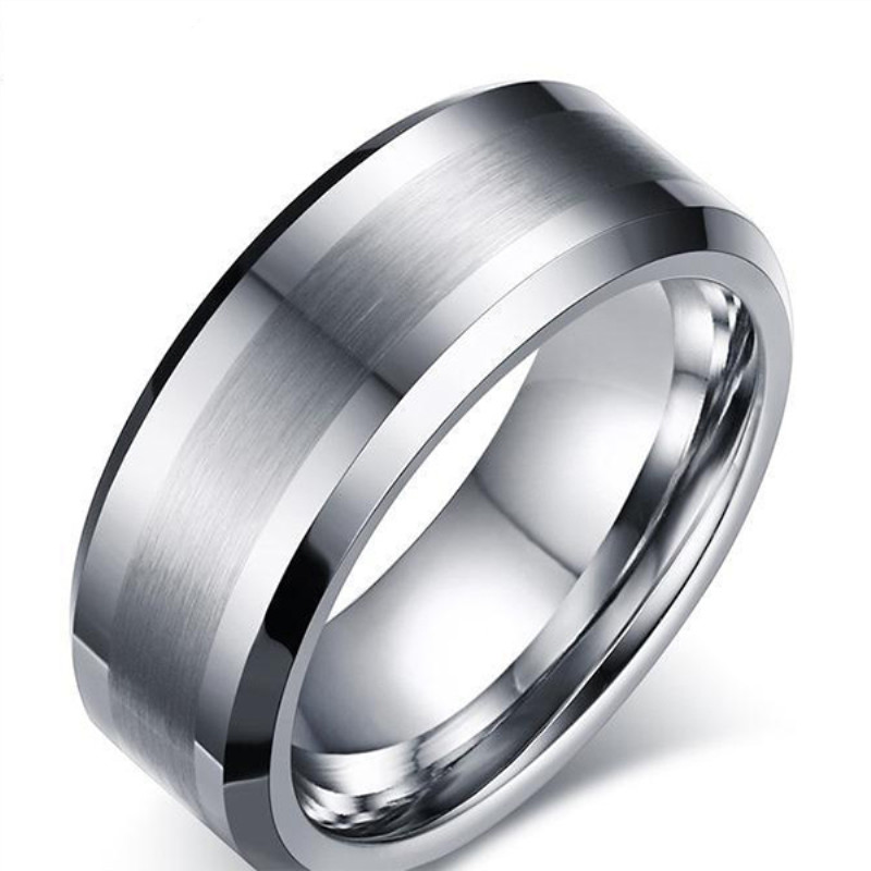 Custom Anniversary Gift Men Jewelry Brushed Tungsten Carbide Ring