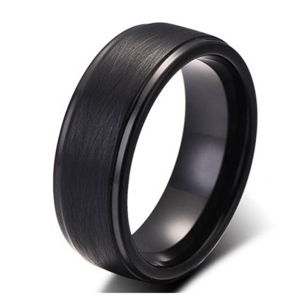 Bulk Production Black Tungsten Carbide Wedding Rings Supplier Rude Brushed