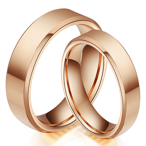 Polished Rose Gold Tungsten Wedding Ring Set China Supplier