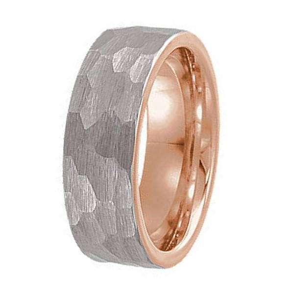 Tungsten Carbide Rings Manufacturer Hammered Rose Gold Band