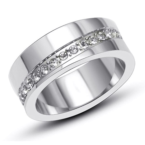 CNC Inlay AAA Cubic Zircon Surgical Stainless Steel Wedding Ring for Men Women