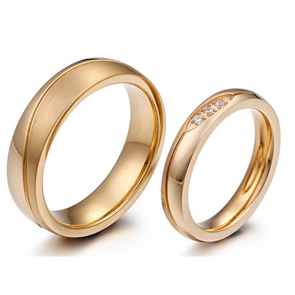 OEM Mens Women Gold Plating 316L Stainless Steel Wedding Ring