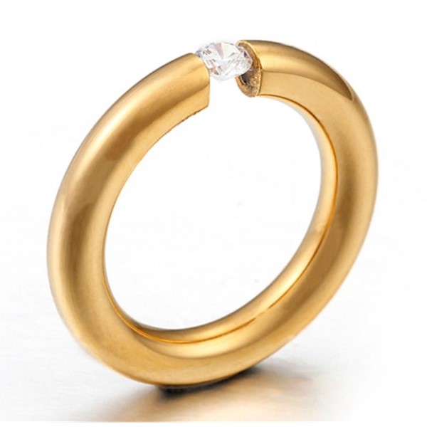 Cubic Zirconia Gemstone Wedding Ring 316L Stainless Steel