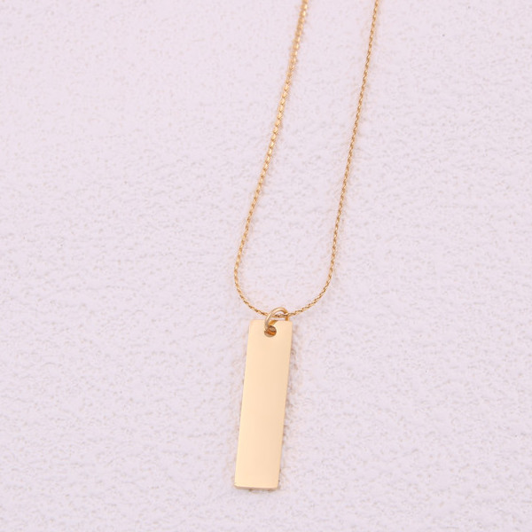 Girls Surgical Stainless Steel Bar Name Dainty Plain Pendant Necklace Gold Plating
