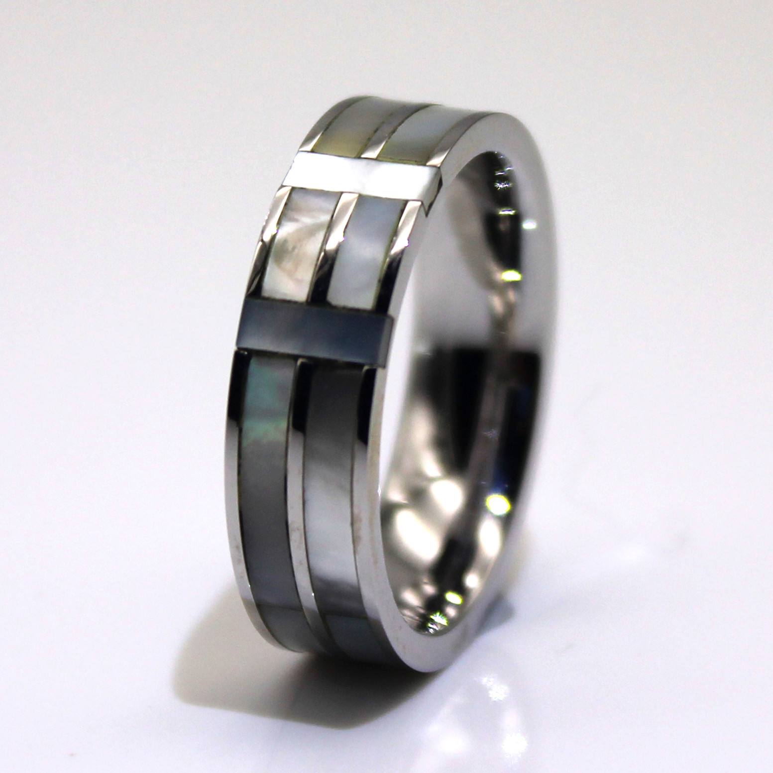 Channel 316l Stainless Steel Ring Core Inlay Abalone Shell