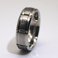 1 Carat Cubic Zircon Stone Stainless Steel Men Wedding Band Women Wedding Ring