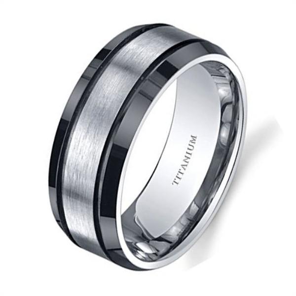 Man's Titanium Wedding Ring in Black Handmade in China