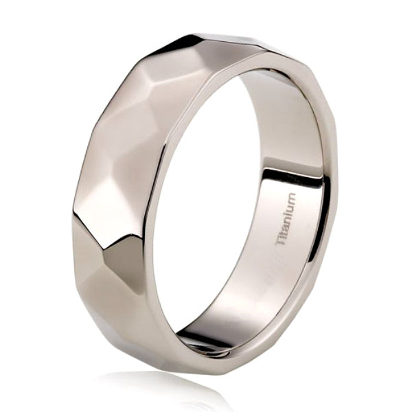 Facets Titanium Wedding Ring for Men Women