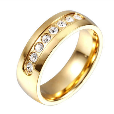 Custom 18k Gold Surgical Stainless Steel Women Zircon Stone Ring