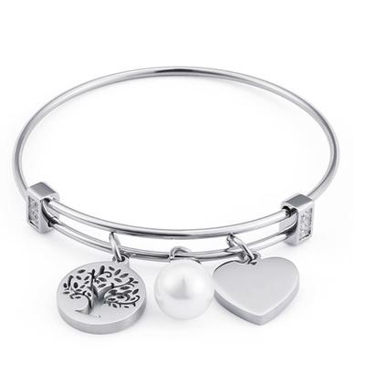 Customized Stainless Steel Charms Bangle for Women Men