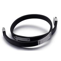 Custom Personalized Personal Name Surgical Stainless Steel Leather Bracelets for Men