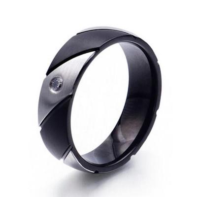 Surgical Stainless Steel Two Tone Black Gold Ring for Women Men