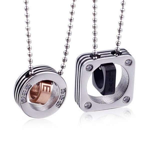 Biker Young Men Girl Matte Surgical Stainless Couple Necklaces Set