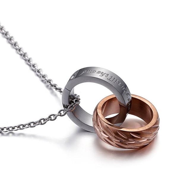 Surgical Stainless Steel Wheel Ring Band Necklace Set for Couple Girlfriend Boyfriend