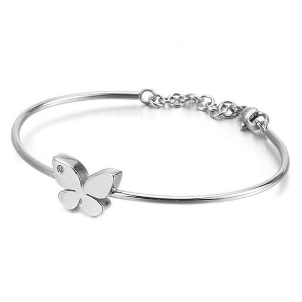 Women Mother Christmas Gift Stainless Steel Butterfly Bracelets Bangle