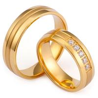 Men and Women Wedding Bands CNC Inlay Cubic Zirconia Surgical Stainless Steel Rings